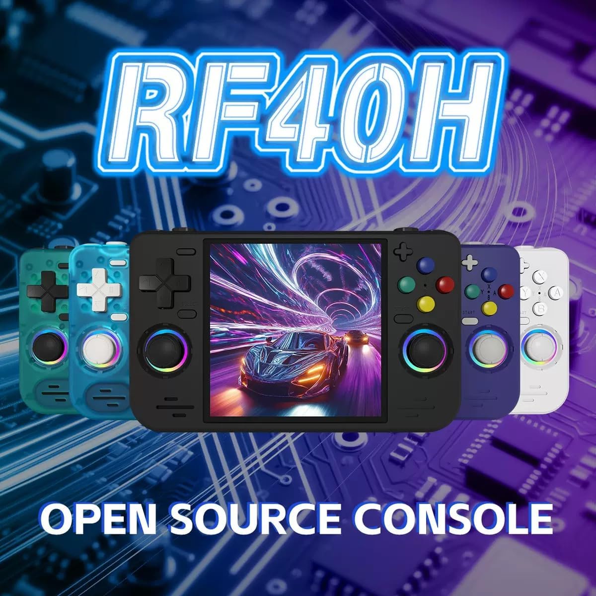 Marryoo RF40H Retro Game Console 4.0 inch IPS Screen Portable Handheld Open Source Linux System,Supports WiFi Connection Console Come With 64GB Card Preloaded With Games (Transparent Blue) 3