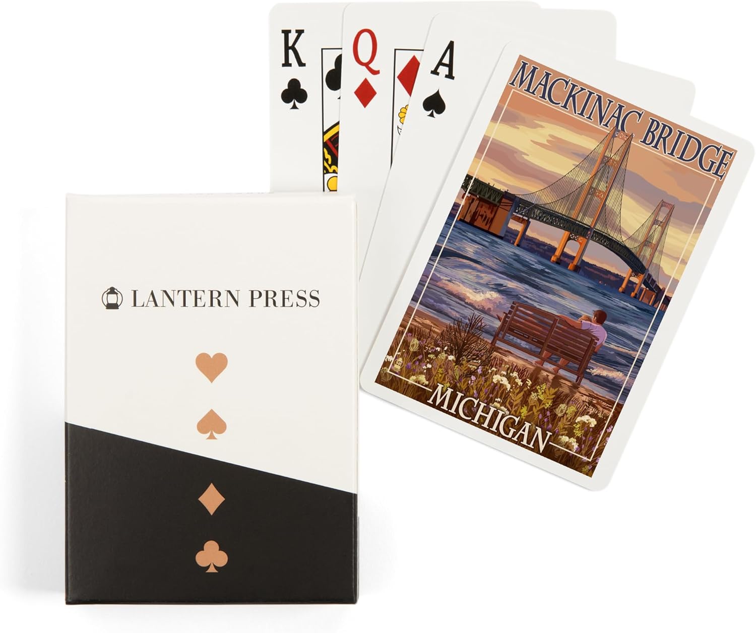 Lantern Press Mackinac, Michigan, Mackinac Bridge and Sunset, 52 Playing Cards for Adults, Poker Size Card Deck