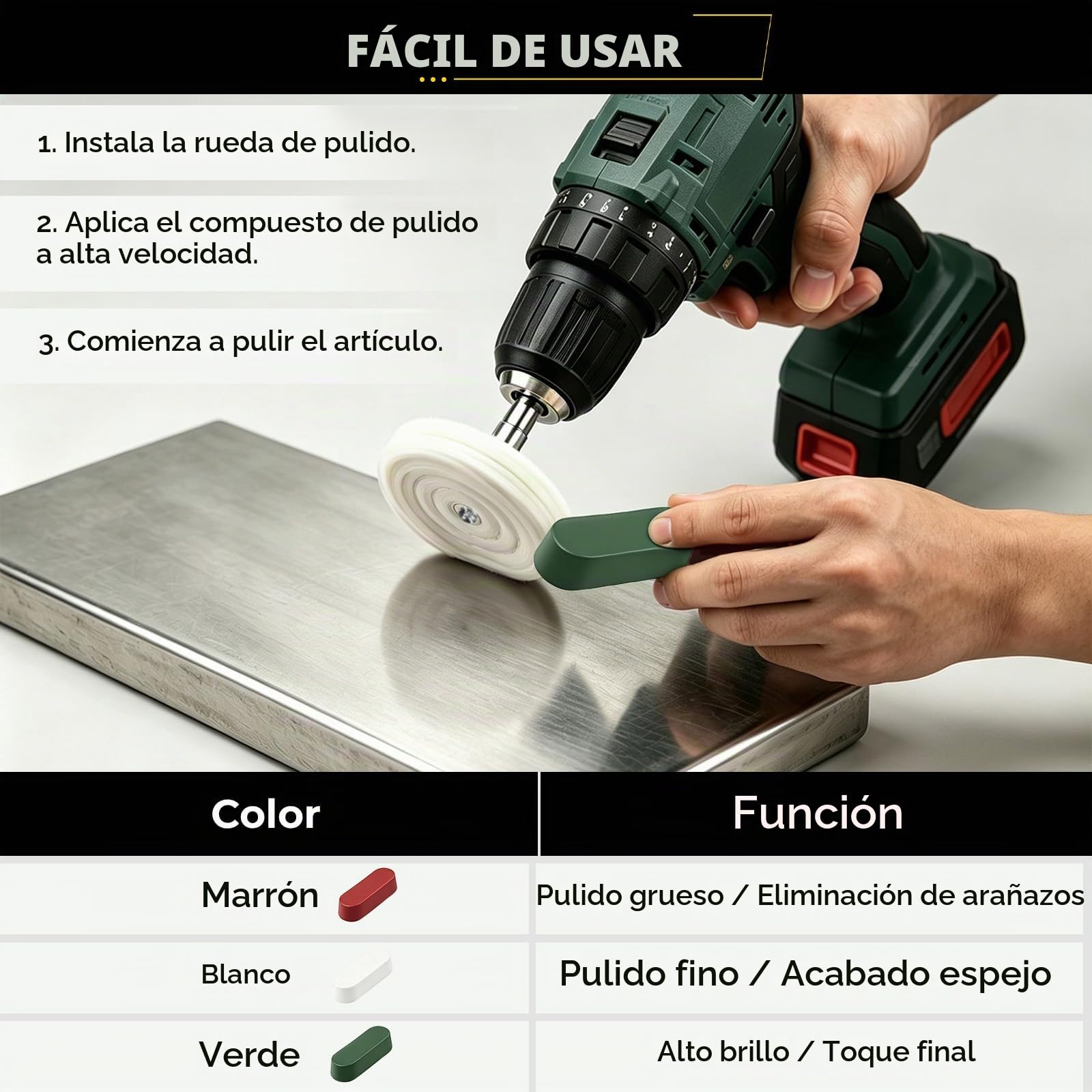 EFUTURETIME 13 Piezas Kit Disco de Pulir para Taladro, Kit Pulido Ruedas con Discos Pulidores y Pasta Abrasiva para Pulido Cromo Moto, Barniz Faros Coche, Limpia Llantas, Metal, Aluminio, Llantas