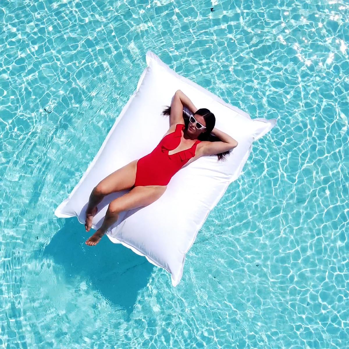 Avalon - Cuscino Galleggiante per Piscina Pouf Poltrona Sacco Way Grande, Pouffe Amaca, Pouf a Sacco in Tessuto Tecnico Antistrappo e Impermeabile, Arredo Moderno, Made in Italy(175x140cm-Tortora)