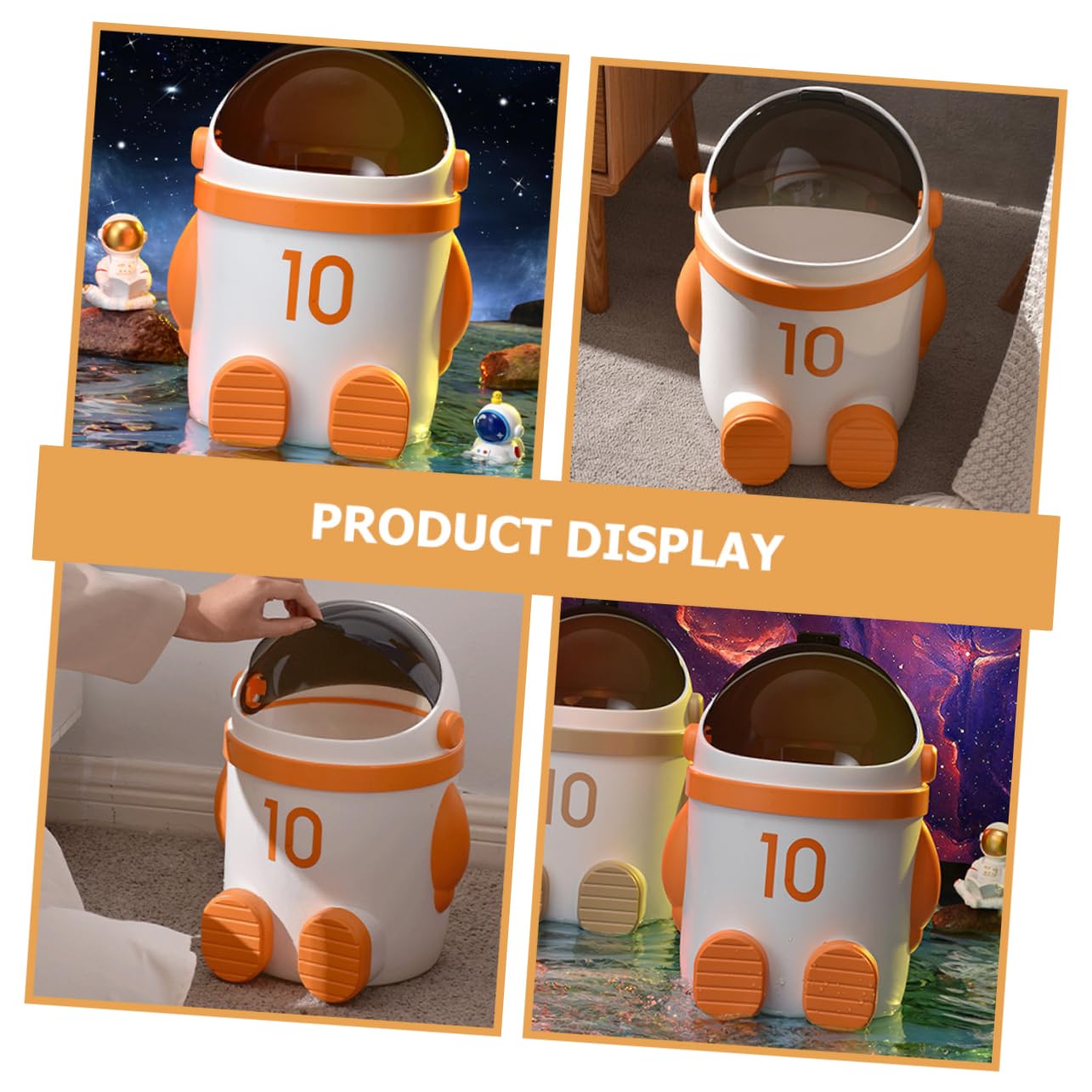 Unique Cartoon Spaceman Design Trash Can Waste Basket Kitchen Bathroom Home Use