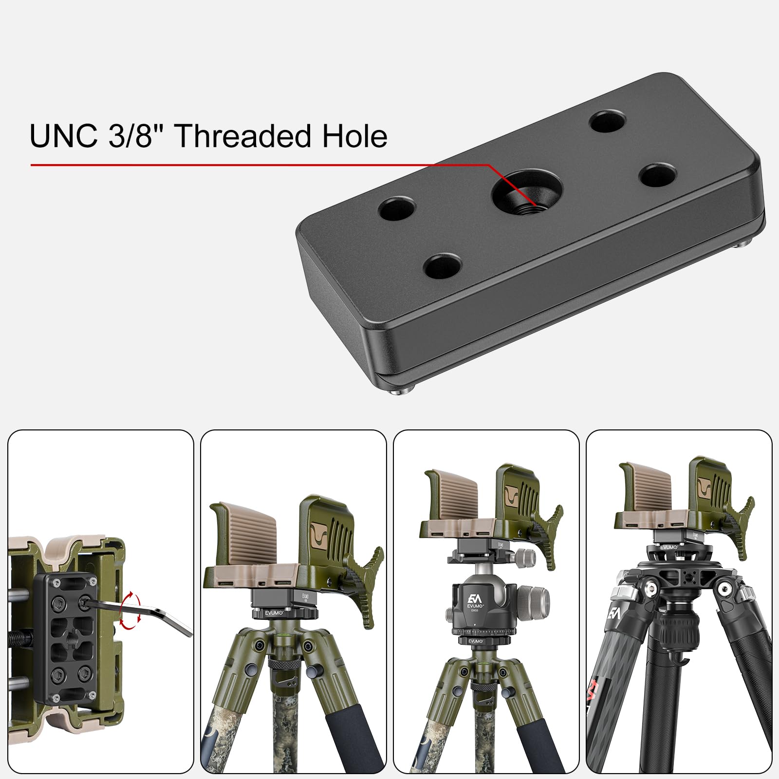 EVUMO Kugelkopf Umrüstsatz für BOG DeathGrip Stativ, ARCA Kugelkopf Konverter Adapter und Arca Swiss Sattelmontageplatte, nur kompatibel mit dem BOG DeathGrip Stativ