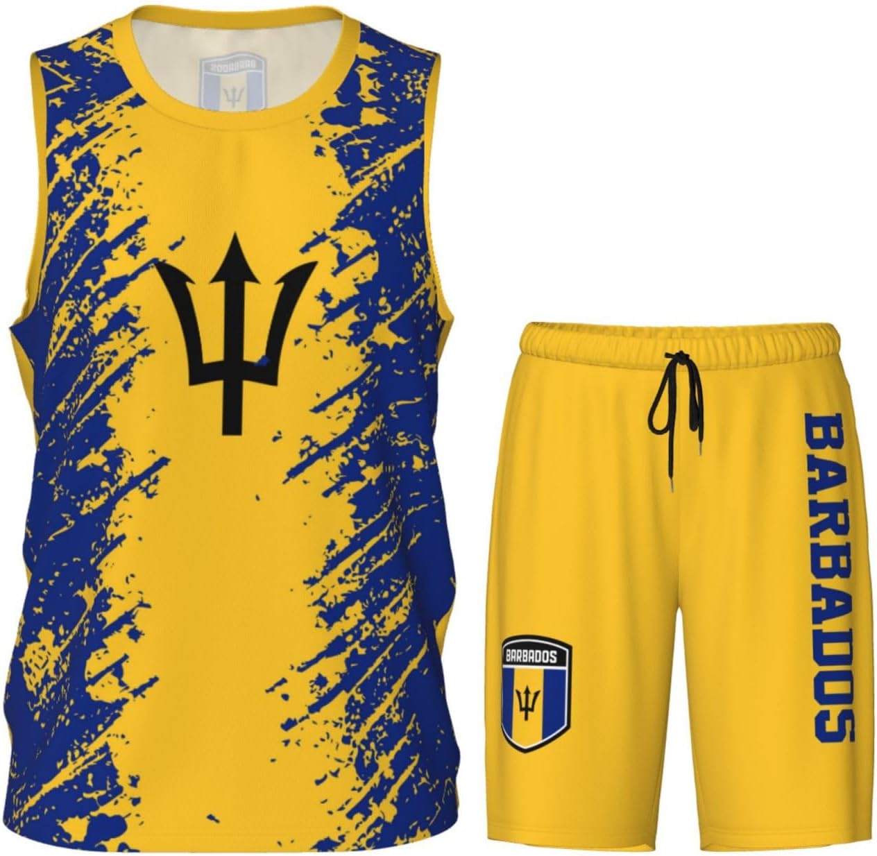 Barbados Flag Grain Basketball Jersey Uniform Suit for Men Adults Training Athletic Set