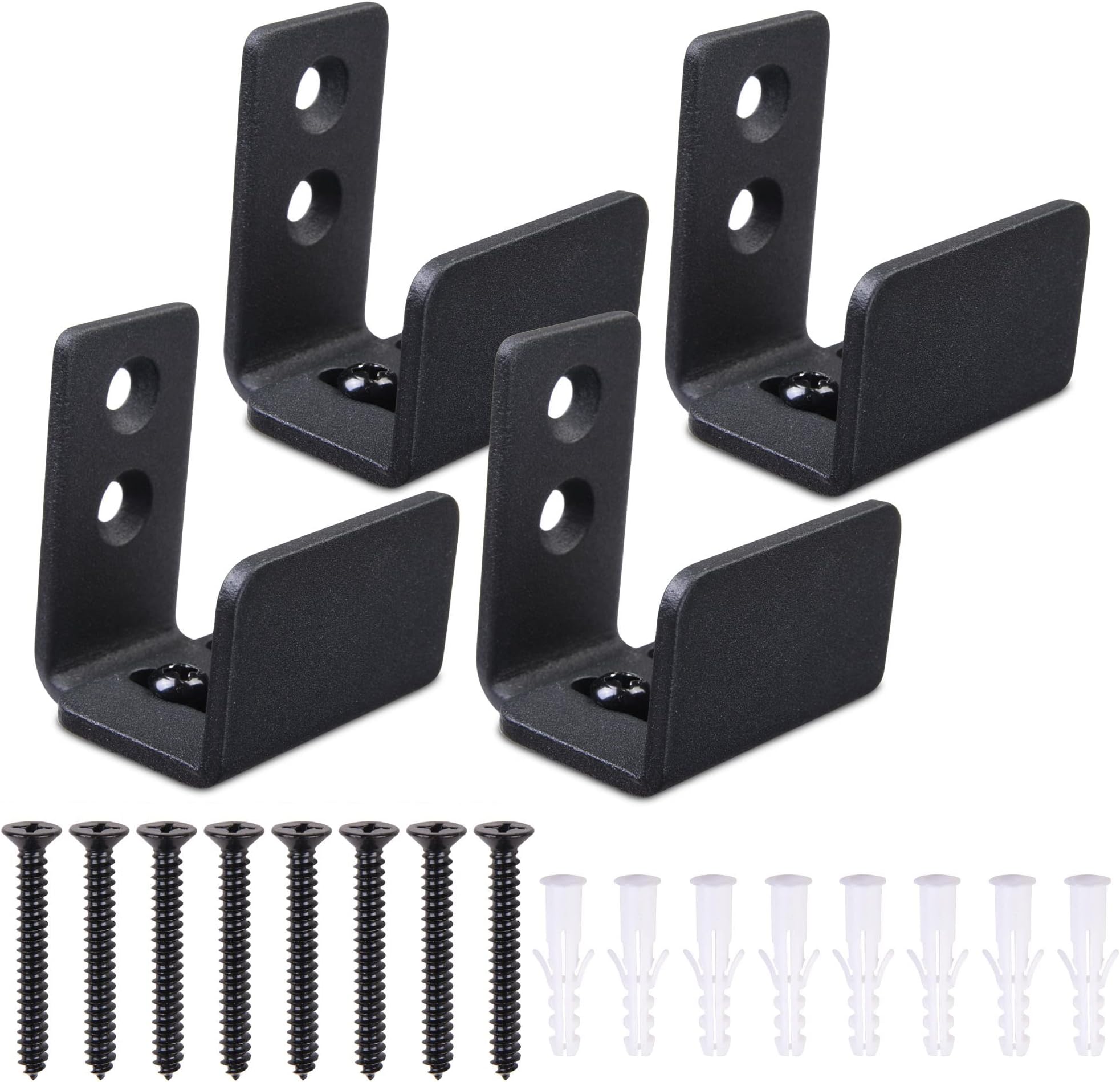 Yescom 4 Pack Adjustable Wall Mount Floor Guide Carbon Steel,Black Matte Finish,Powder Coated,Countersunk Holes for Sliding Barn Door