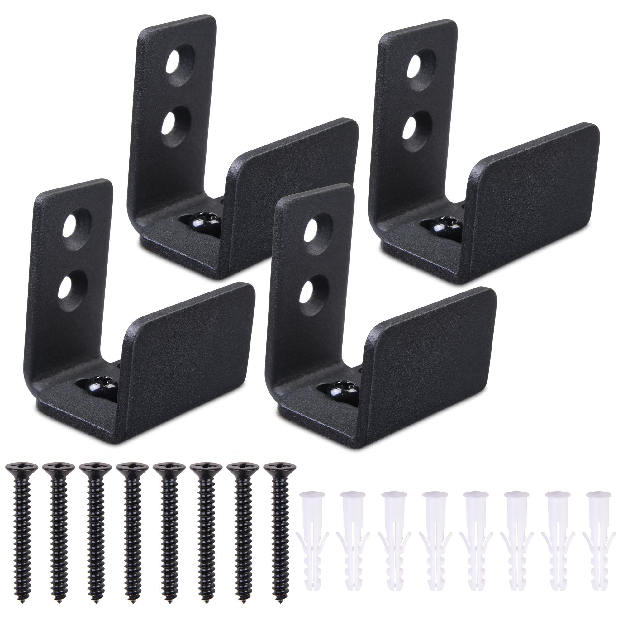 Yescom 4 Pack Adjustable Wall Mount Floor Guide Carbon Steel,Black Matte Finish,Powder Coated,Countersunk Holes for Sliding Barn Door