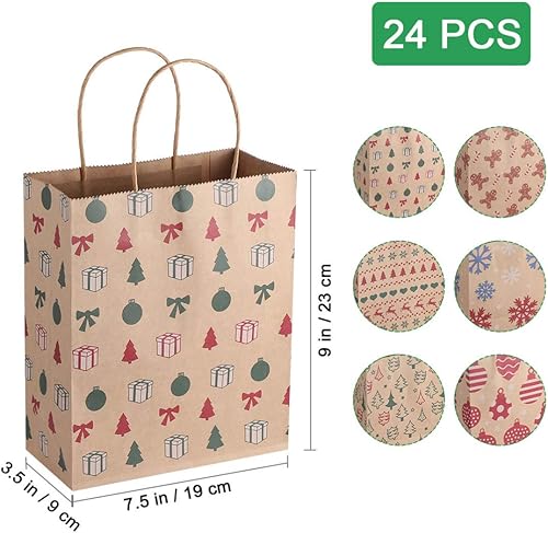 Miniatura 3 de Cabilock 24pcs Navidad Kraft Bolsas 6 Patrones de Regalo de Navidad Bolsas de Almacenamiento de Papel Bolsa para Festival Banquete