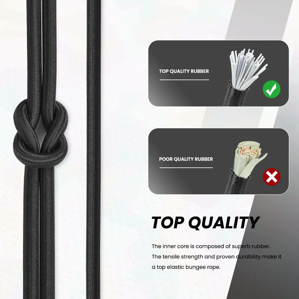 Abma Cord Bungee Cord 8mm 20M Elastic Shock Cord 100% Stretch Elastic Bungee Rope for Tarpaulin Trailer, Backpack, Tent Pole - Image 4