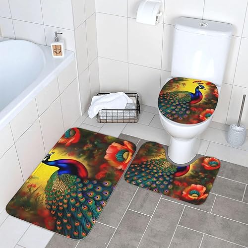 Miniatura 8 de Juego de alfombras de baño de 3 piezas, absorbentes, antideslizantes, suaves para baño, dormitorio, cocina y más