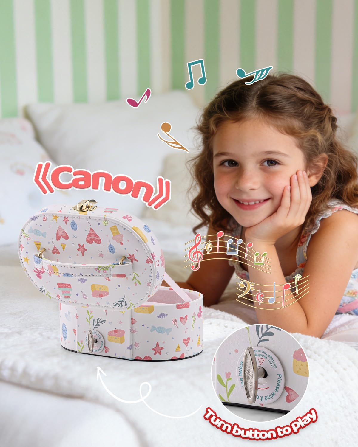 VLANDO Ellipse Joyero para niñas con caja de música, caja de joyas portátil con bailarina y espejo, juguete regalo 4 5 años niña joyero niña — view 4