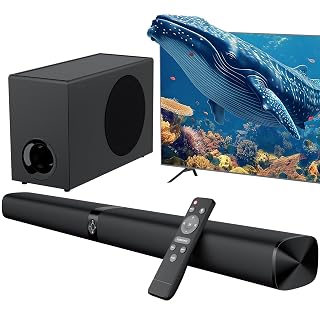 Sound Bar with Subwoofer, 110W Sound Bar for Smart TV, with Deep Bass & Volume Boost & 3 Equalizer Modes, Bluetooth/ARC/Opt/AUX Connect, Detachable Soundbar for TV/PC/Gaming/Projectors - Amazon product rated Grade A