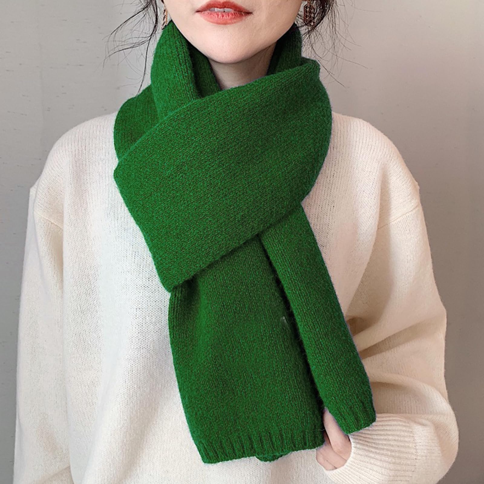 LumiSyne Hiver Écharpe En Laine Tricotée Pour Femmes Hommes Couleur Unie Classique Tricot Côtelé Longue Echarpe Pashmina Doux Chaud Écharpe à Col Cache-Cou 150×20cm
