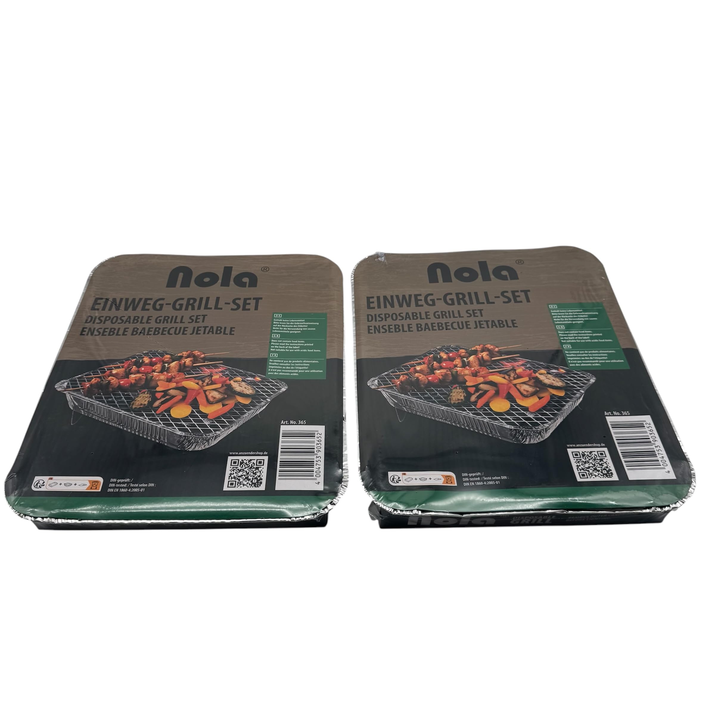 NOLA Barbecue usa e getta – Confezione da 2 – Con 450 g di carbone e carta di accensione – Pronto per picnic, campeggio e grigliate – Barbecue istantaneo Art. 365 (2)