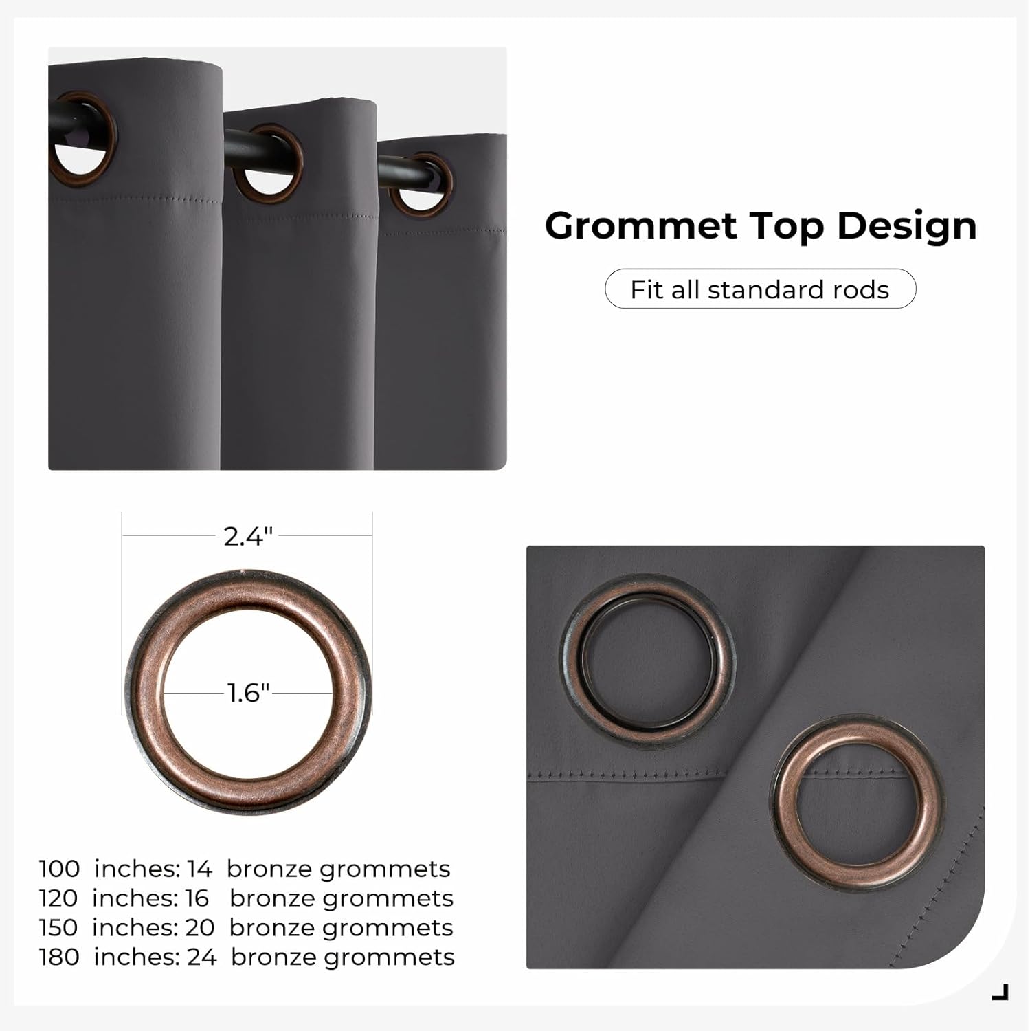 INOVADAY Room Divider Curtain for Sliding Glass Door, Privacy Wall Divider for Bedroom Partition Wide Curtains for Patio Door Room Darkening Grommet Drapes, 1 Panel, Dark Grey, W150xL96