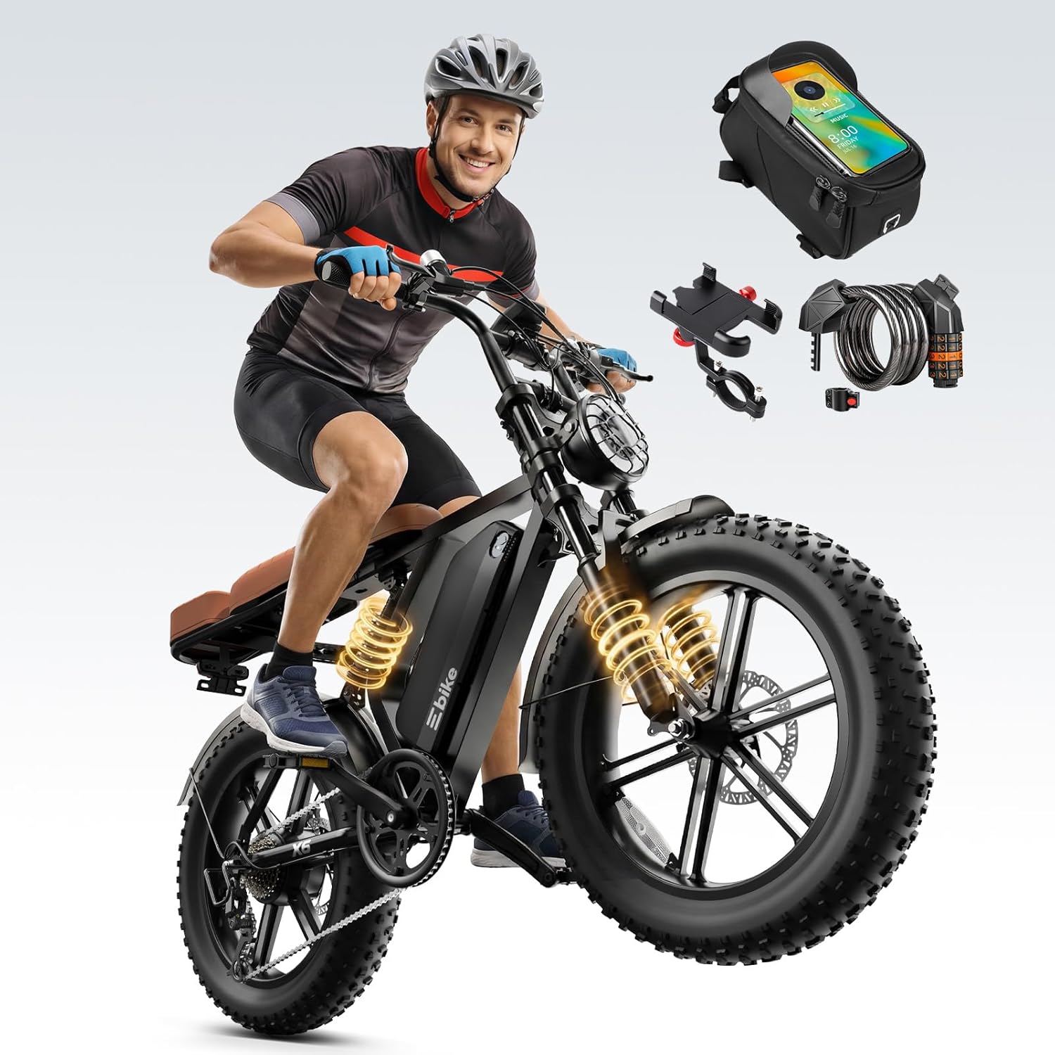 TST Electric Bike for Adults, 1500W Peak Motor 28 MPH Off-Road Ebike, 48V 15/30AH Removable Battery, 20x4.0 Fat Tire E-Bike with Dual Suspension, APP & LCD, UL 2849 Certification