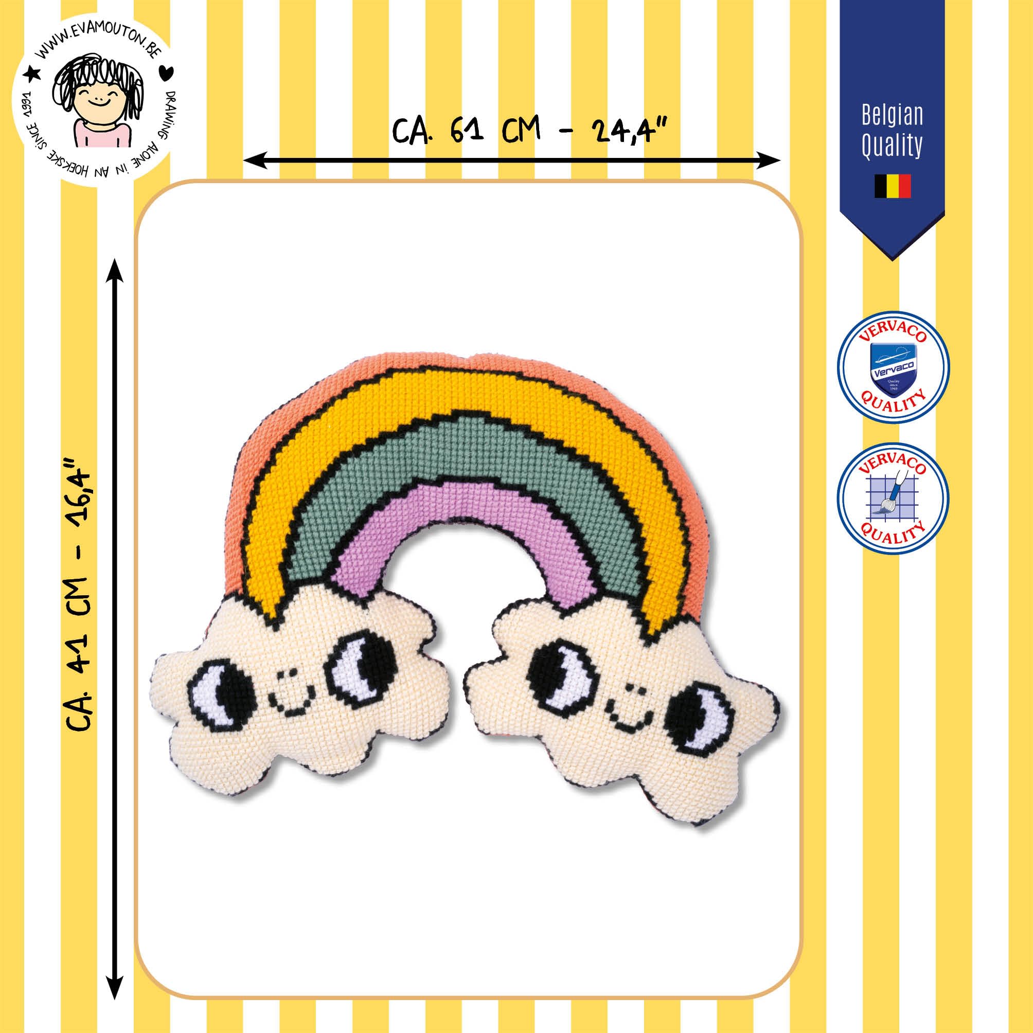 VERVACOZestaw do Haftu Krzyżykowego Poduszka z TyłemTĘCZA Kanwa z Nadrukiem 61 x 41 cm Gruba Włóczka Akrylowa Zrób to Sam Dekoracja Domu DIY Cross Stitch Kit