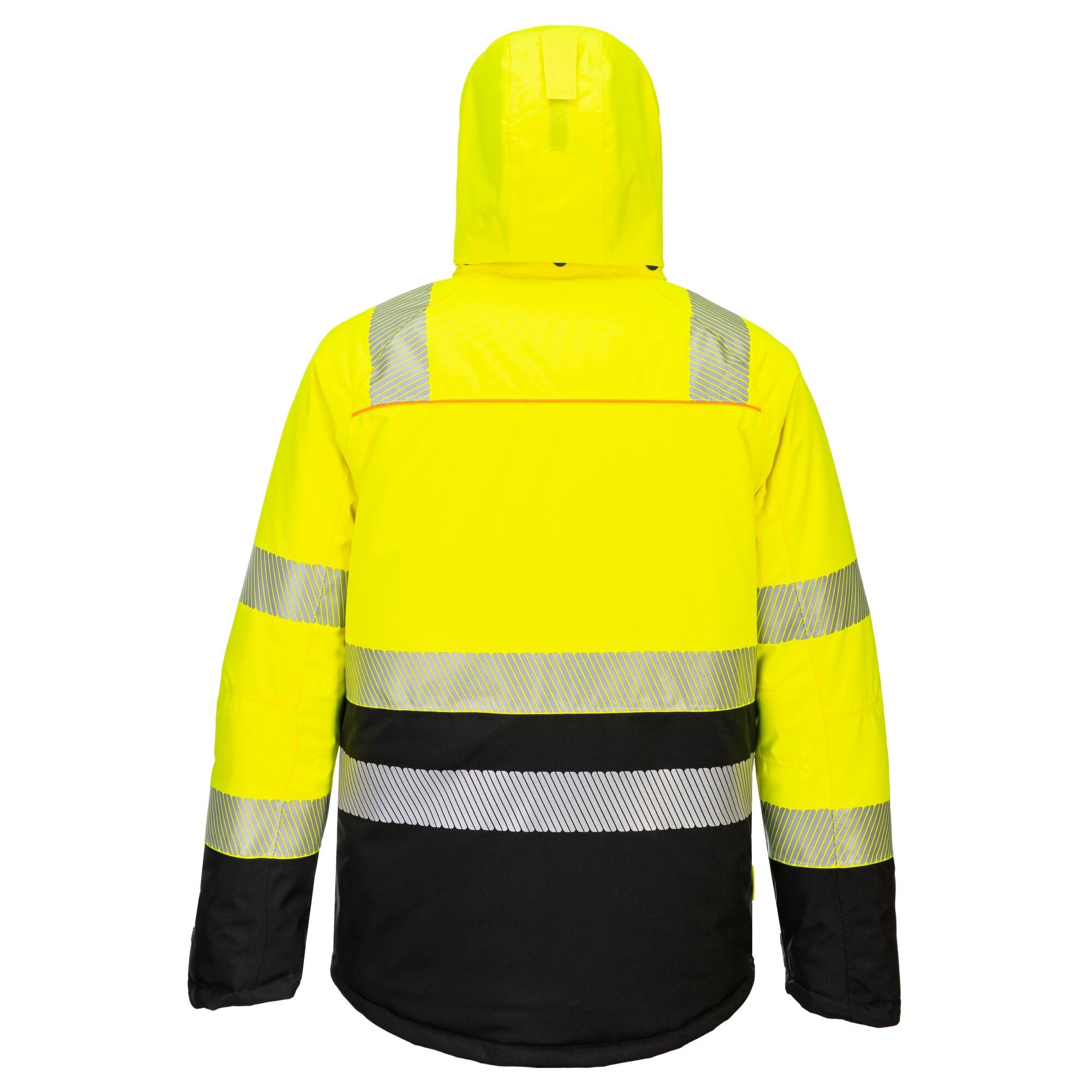Portwest DX430 - Chaqueta de invierno para hombre, aislante, impermeable, de alta visibilidad, con capucha, reflectante, totalmente forrada, con cremallera, de seguridad, reflectante, color