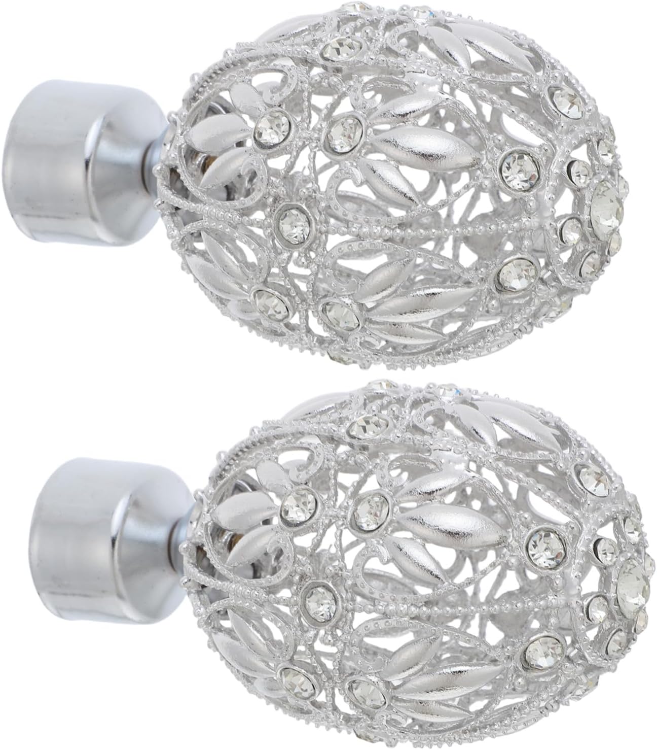 2pcs Zinc Alloy Curtain Rod End Caps for 30mm Poles Chrome Plated Roman Rod Finials Replacement for Living Room and Bedroom Window Treatment
