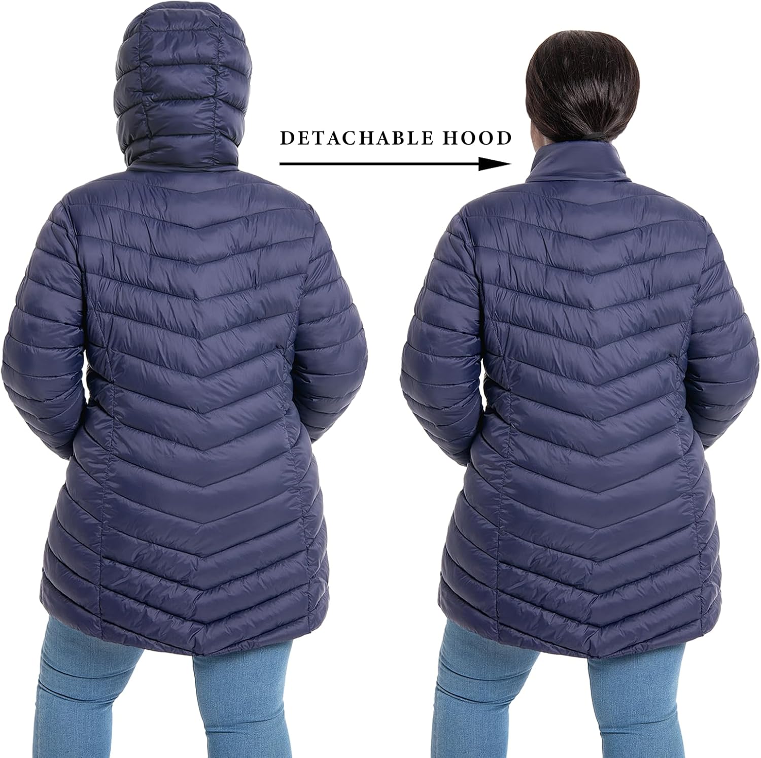 Women's Plus Size Packable Puffer Jacket 1X-6X Lightweight Winter Puffer Coat - Image 3