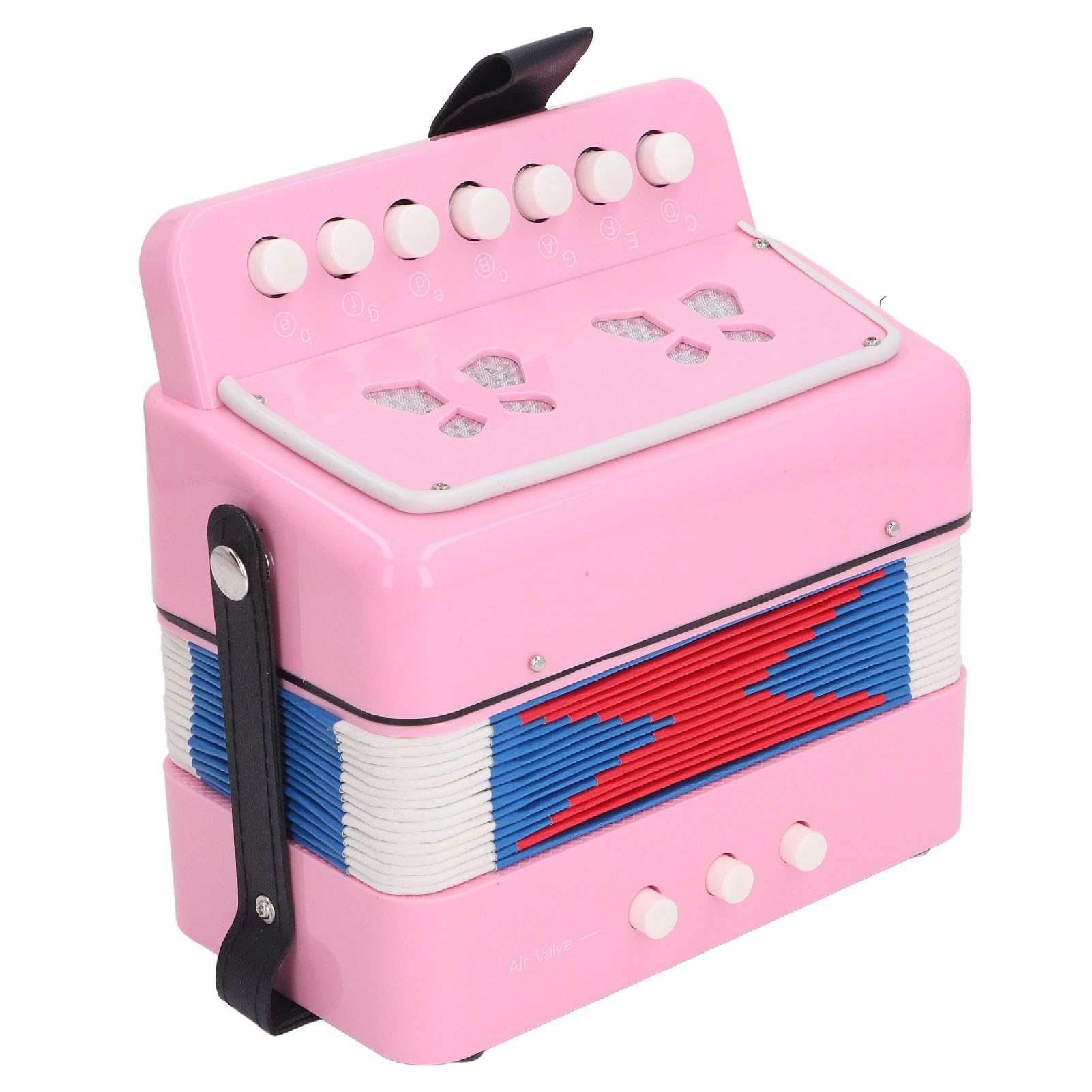 Fisarmonica a Pulsanti 7 Tasti, Rosa, per Principianti e Bambini, Portatile e Facile da Imparare