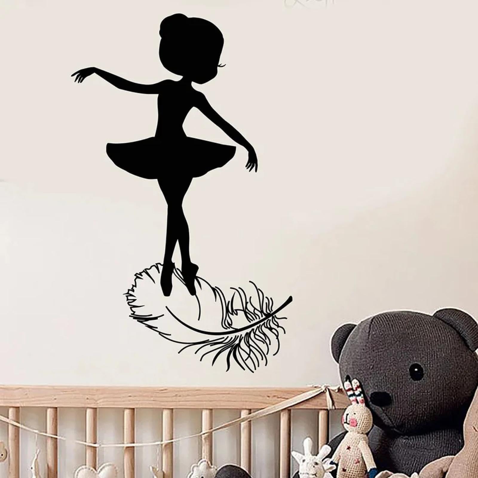 YOUOUSI Ballet Dancer Silhouette, Little Ballerina, wall Sticker, Studio Dance Studio Interior Decoration, Bird Feather Art Sticker