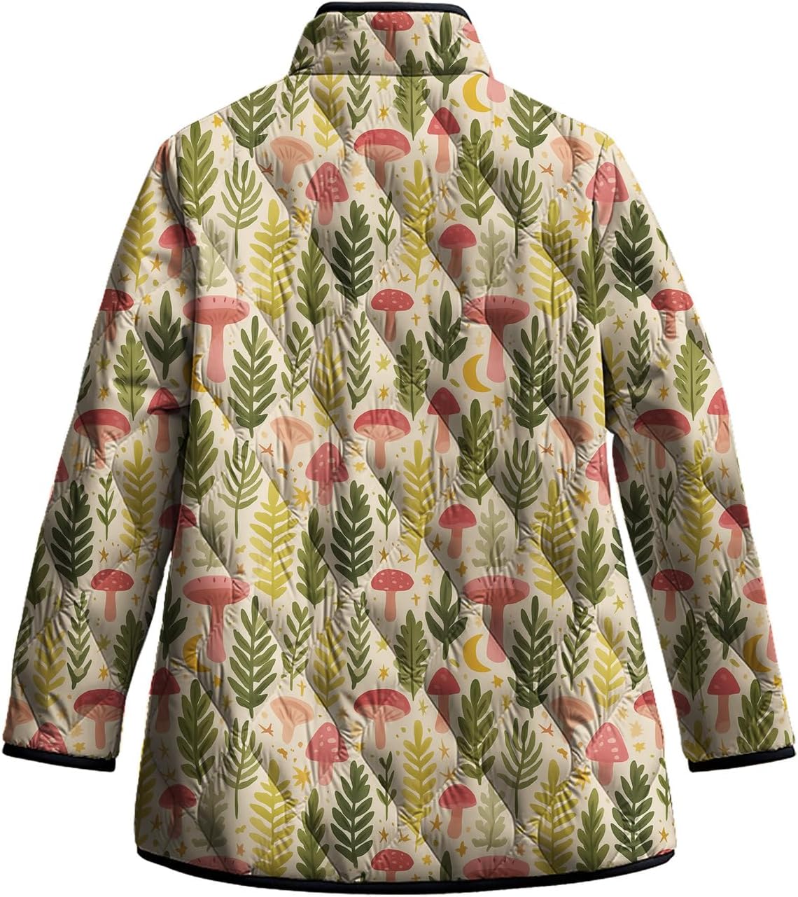 DMOYALA Quilted Jackets for Women Lightweight Puffer Jacket Trendy Floral Print Fall Winter Coat Outerwear with Pockets