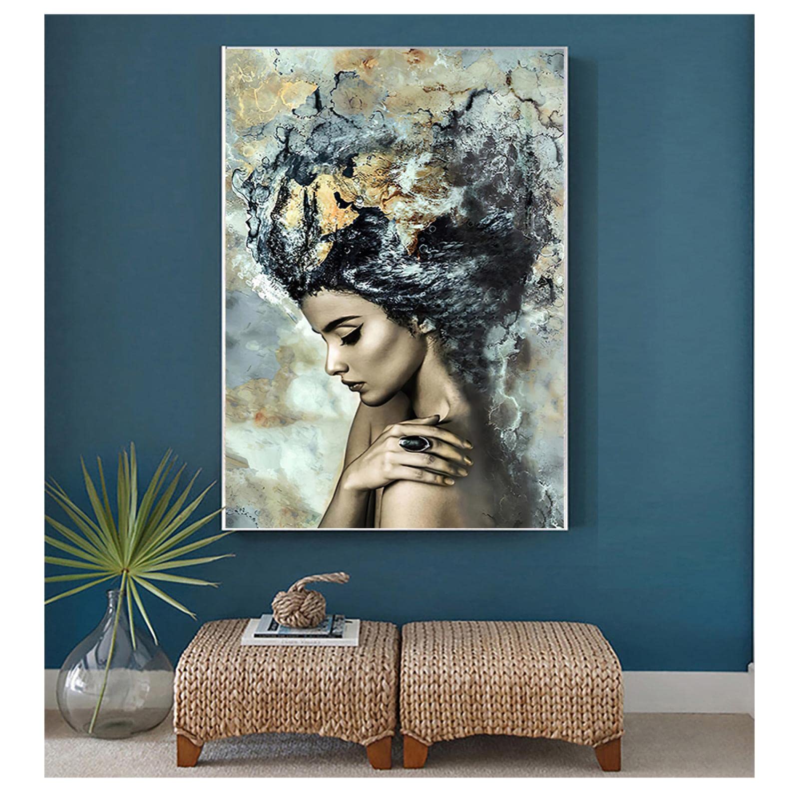 Lienzo Pintura Nórdica Decoración del Hogar para Sala de Estar Decorativo Moderno Mármol Chica Carteles e Impresiones Arte de Pared 60X90cm InternalFrame