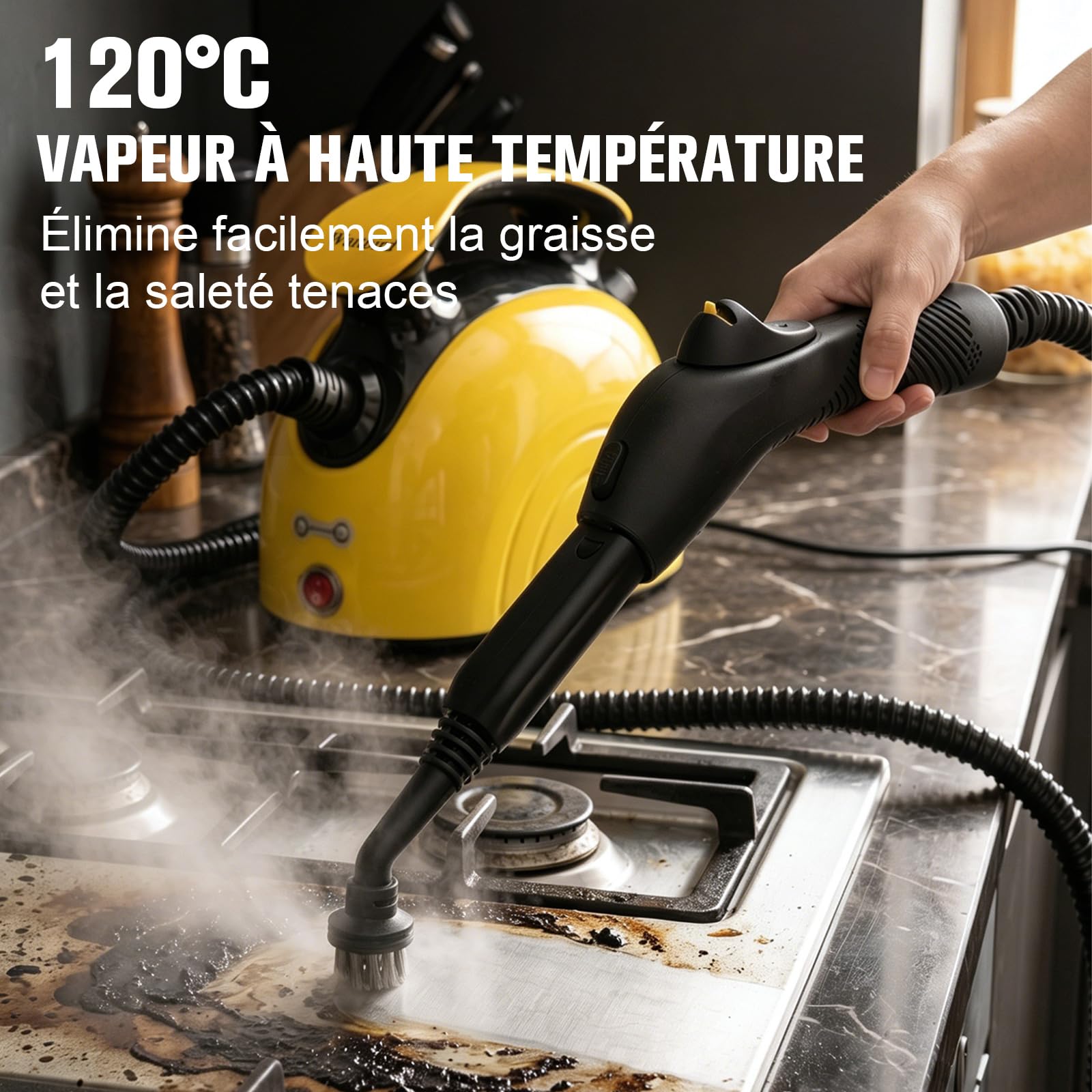Waitbird Nettoyeur Vapeur Portable, Nettoyeur Avec 21 Accessoires | Nettoyage Sans Produits Chimiques Pour Sol, Four, Voiture, Carrelage, Tapis Et Canapé 丨 Pression 4,5 Bars 丨 Vapeur 120°C