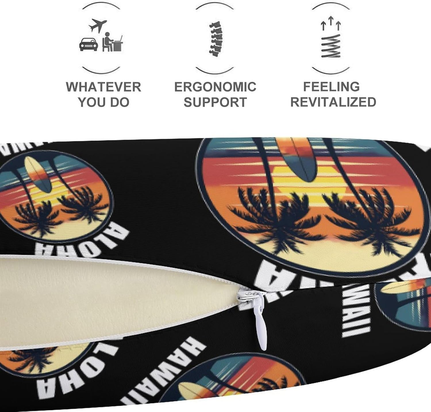 Hloha Hawaii Island Travel Pillow U Shape Neck Pillow Washable Pillowcase for Sleeping Chair