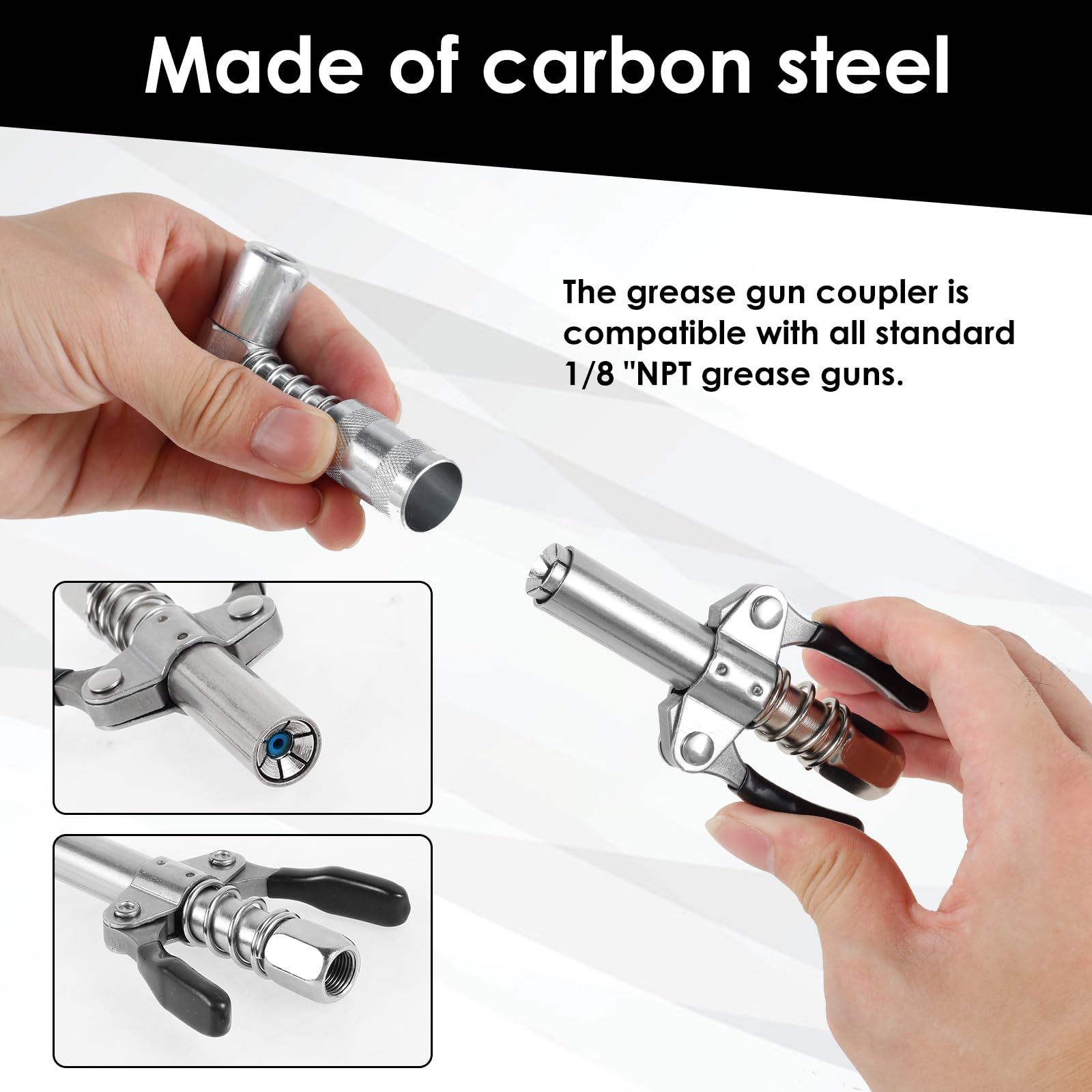 Carbyne Pistola de engrase con empuñadura de pistola y acoplador de grasa de 90 grados