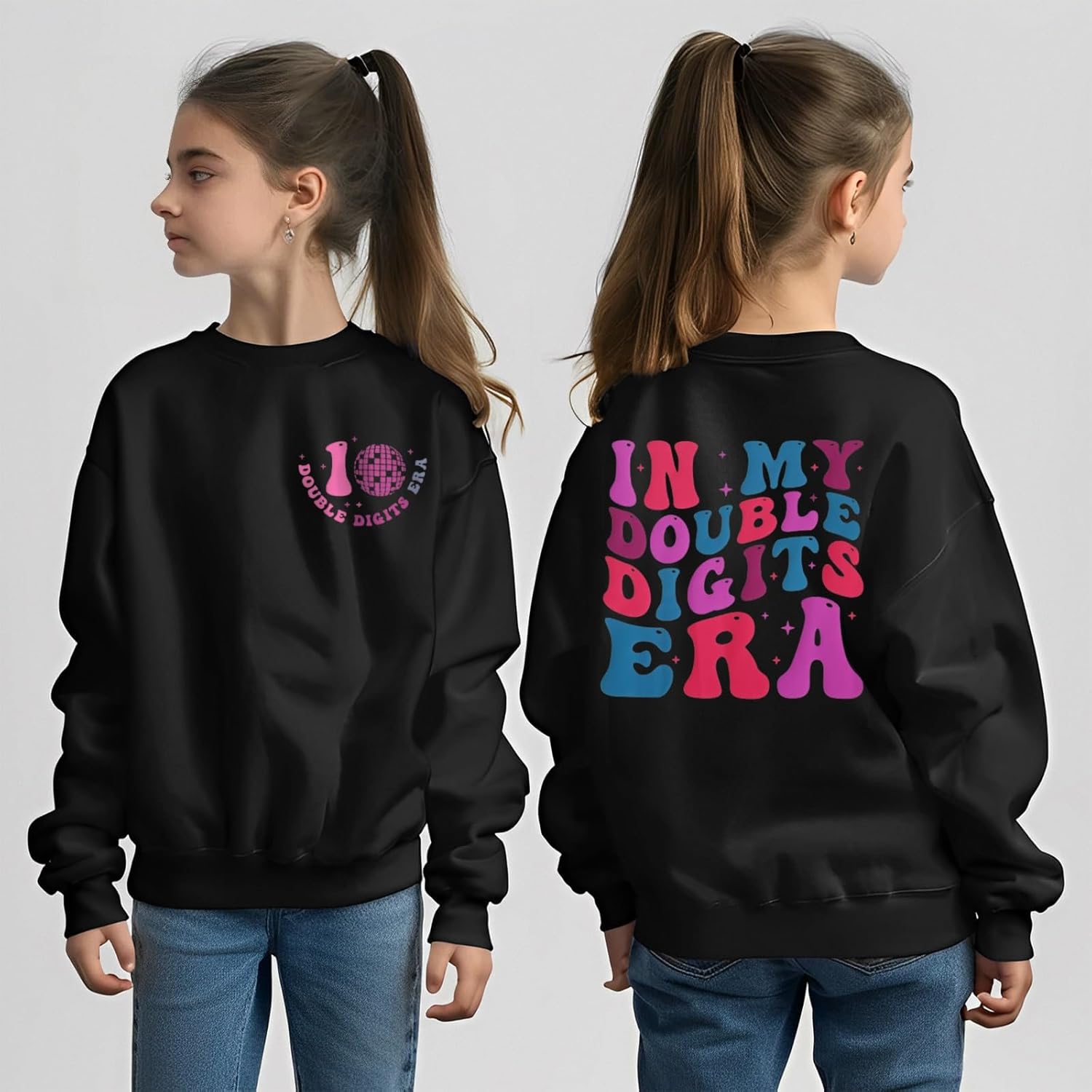 in My Double Digits Era Birthday Girl Outfit 10 Year Old 10th Birthday Girls Sweatshirt Girls Ten Bday Party Shirt - Image 4