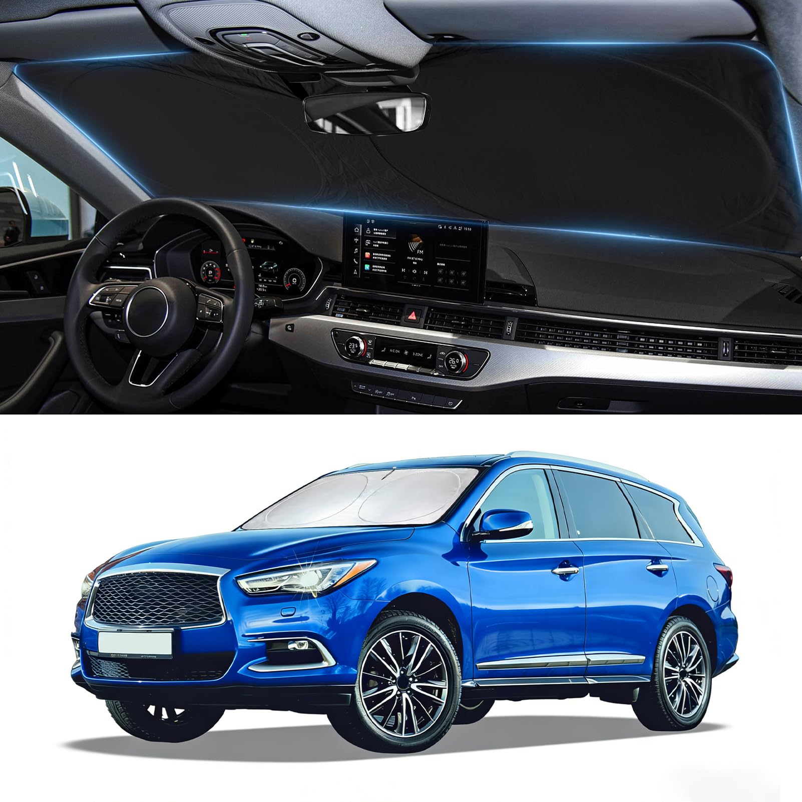 Windshield Sun Shade Cover for Infiniti QX60 2014-2025 2026 Window Shade