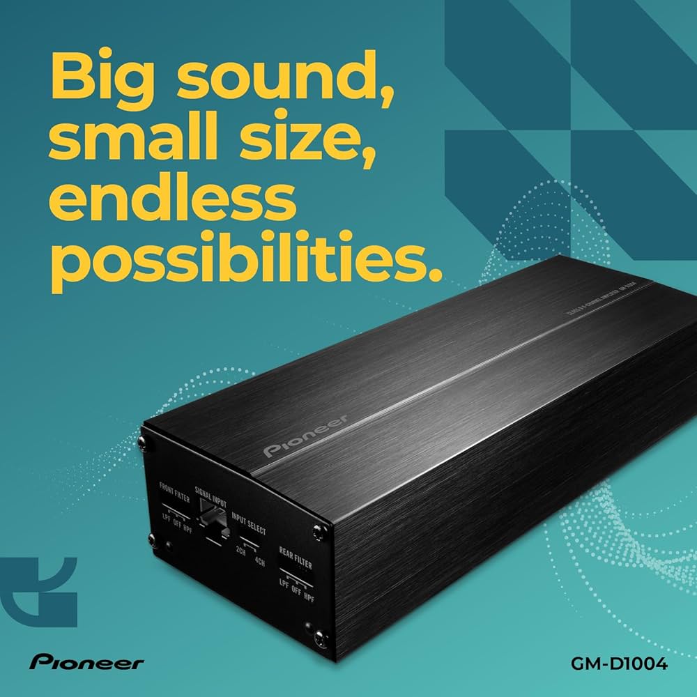 Pioneer carrozzeria GM-D1004 アンプ Pioneer GM-D1004 Compact 4-channel car amplifier — 45 watts