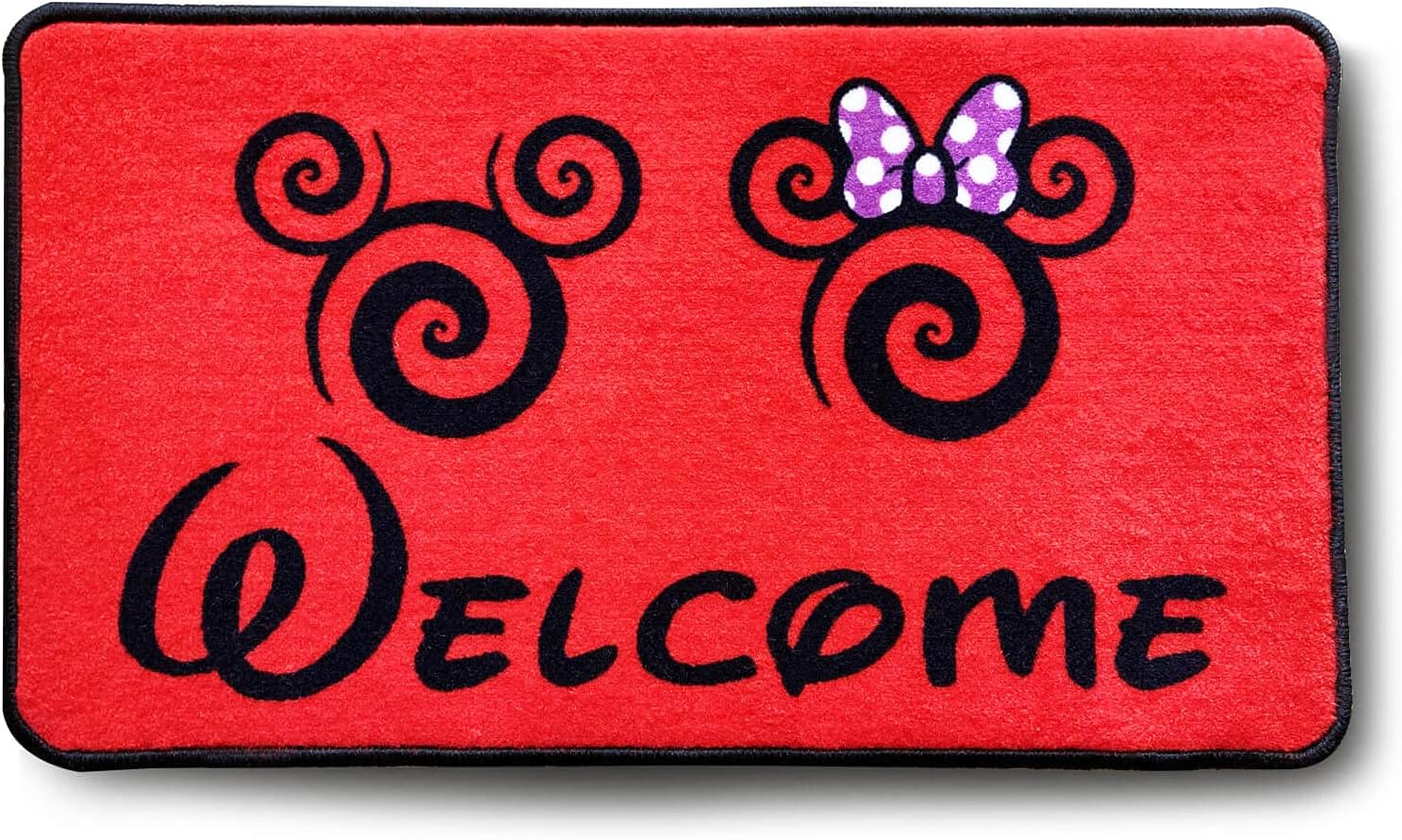 J.Ehonace Cartoon Mouse Rugs - Non-Slip Mickey Cartoon Welcome Mat, Cute Minnie Rug Indoor Entrance Doormat Livingroom Home Decor Rugs, 17" x 30" (Red)
