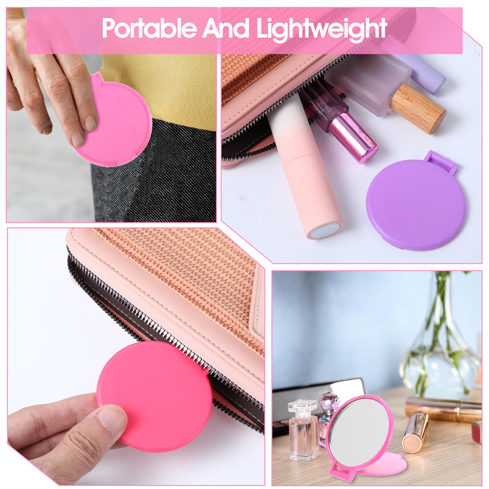 12 mini espejos plegables portátiles redondos compactos de bolsillo de 2.4 pulgadas, espejo de viaje vintage pequeños espejos de maquillaje para bolso, uso diario, recuerdos de fiesta, regalos