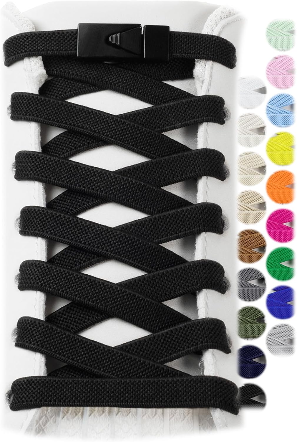Stepace 2 Pairs Elastic Shoe Laces for Sneakers No Tie Shoelaces for Adults and Kids 5/16" Wide One Size Fit All