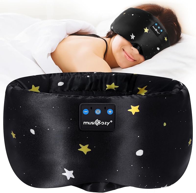 MUSICOZY Silk Bluetooth Sleep Mask with HD Sound, Wireless Headphones | Mulberry Silk Fabric, 14-Hour Battery, Removable Module, Full Coverage Design for Beauty Sleep, Meditation and Relaxation