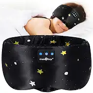MUSICOZY Mulberry Silk Bluetooth Sleep Mask with HD Stereo Sound, Wireless Sleep Headband Headphones for Side Sleepers, Adjustable Size, Total Light Blocking, Perfect for Travel Relaxation Sleep
