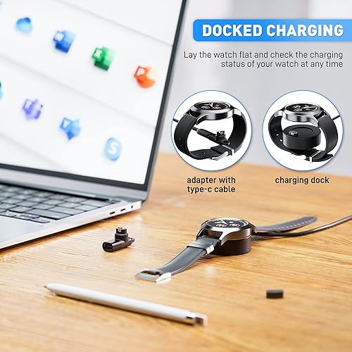 Miniatura 7 de RHOTALL Cargador redondo compatible con Garmin Fenix 7 7X Fenix 6 6S 6X Vivoactive 4 4S Venu 2, Forerunner 945955, base de carga de cable de