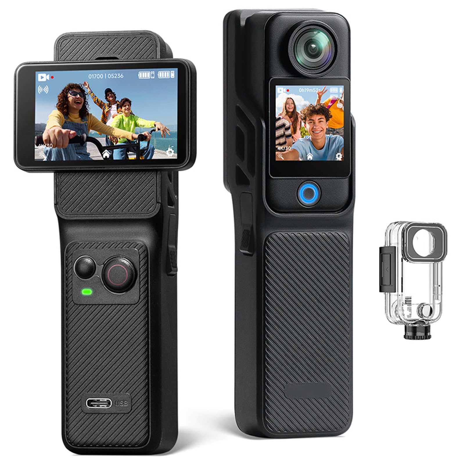 Jectse Action Camera WiFi 4K, Fotocamera Sportiva Doppio Touch Screen Grandangolare da 16 MP 154° con Stabilizzazione a 6 Assi, Impermeabile Fino a 30 M, per Immersioni Subacquee con