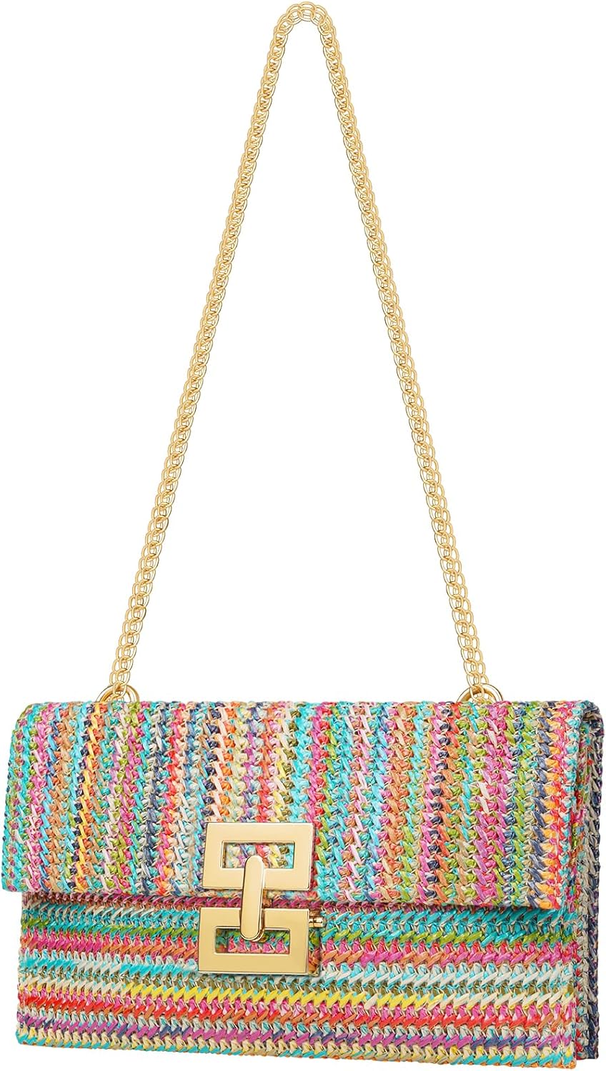 Kseymeir Straws Clutch Purses Raffia Beach Bag Woven Summer Purses Straw Crossbody Bag | Straws, Raffia, Woven, Summer Purses, Straw