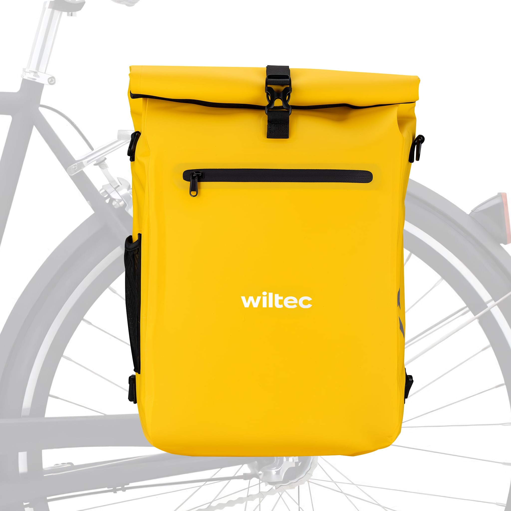Wiltec 3 in 1 Gepäckträgertasche gelb, Fahrradtasche Rucksack 25 l Stauraum, Gepäcktasche mit Laptopfach, wasserresistente Fahrrad Tasche Sport & Freizeit