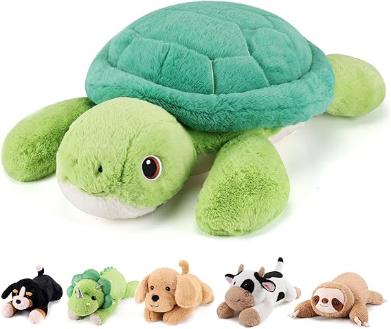 Turtle Weighted Stuffed Animals - 22 Inch 4.5 Pounds Weighted Plushies Sea Turtle Stuffed Animal - Big Tortoise Plush Pillow - Cute Plush Toys Gifts for Kids & Adults (22" 4.5 lbs)