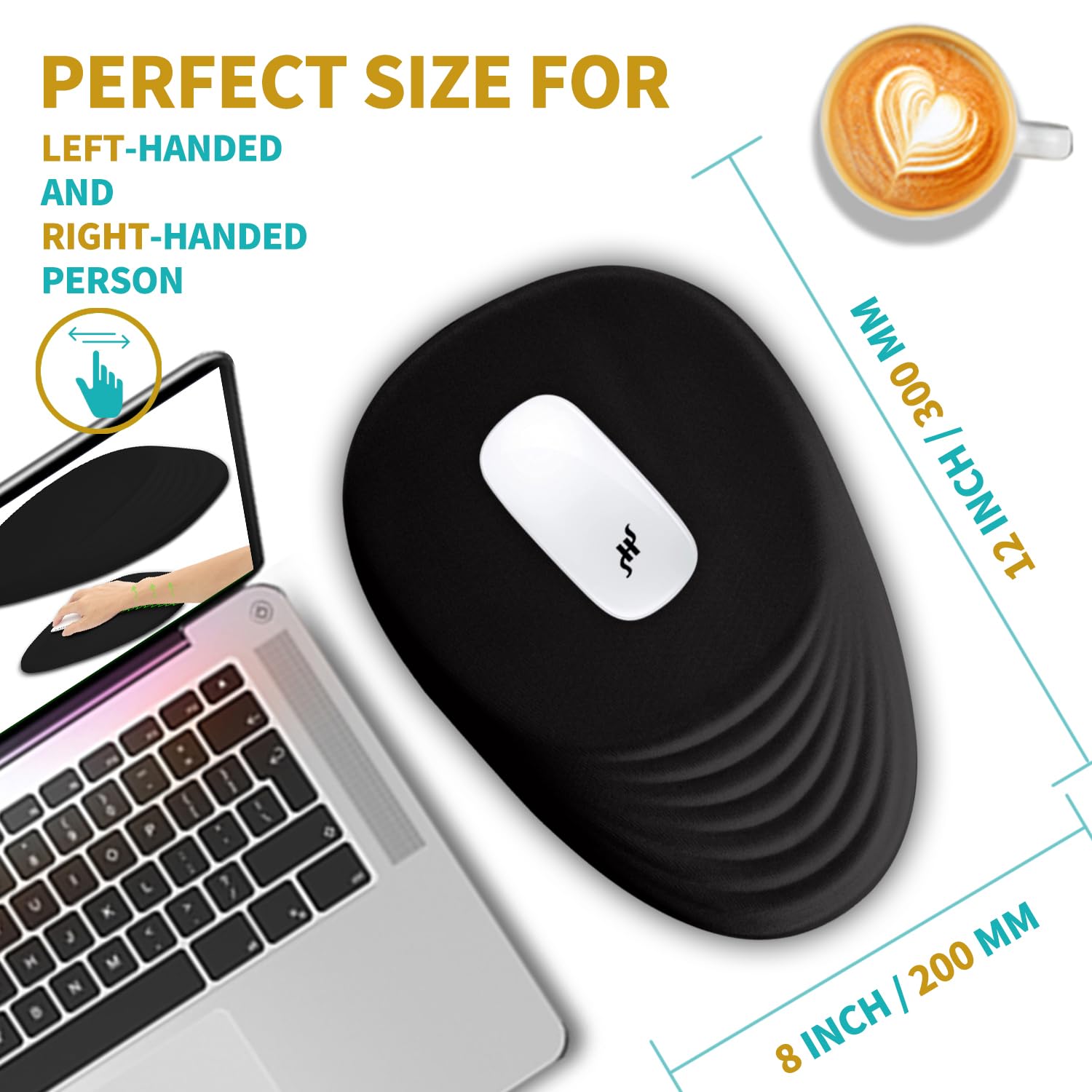 Laborio Set Tappetini Mouse Ergonomici Con Supporto In Memory Foam – Allevia Il Dolore Al Polso, Base Antiscivolo, Rosa