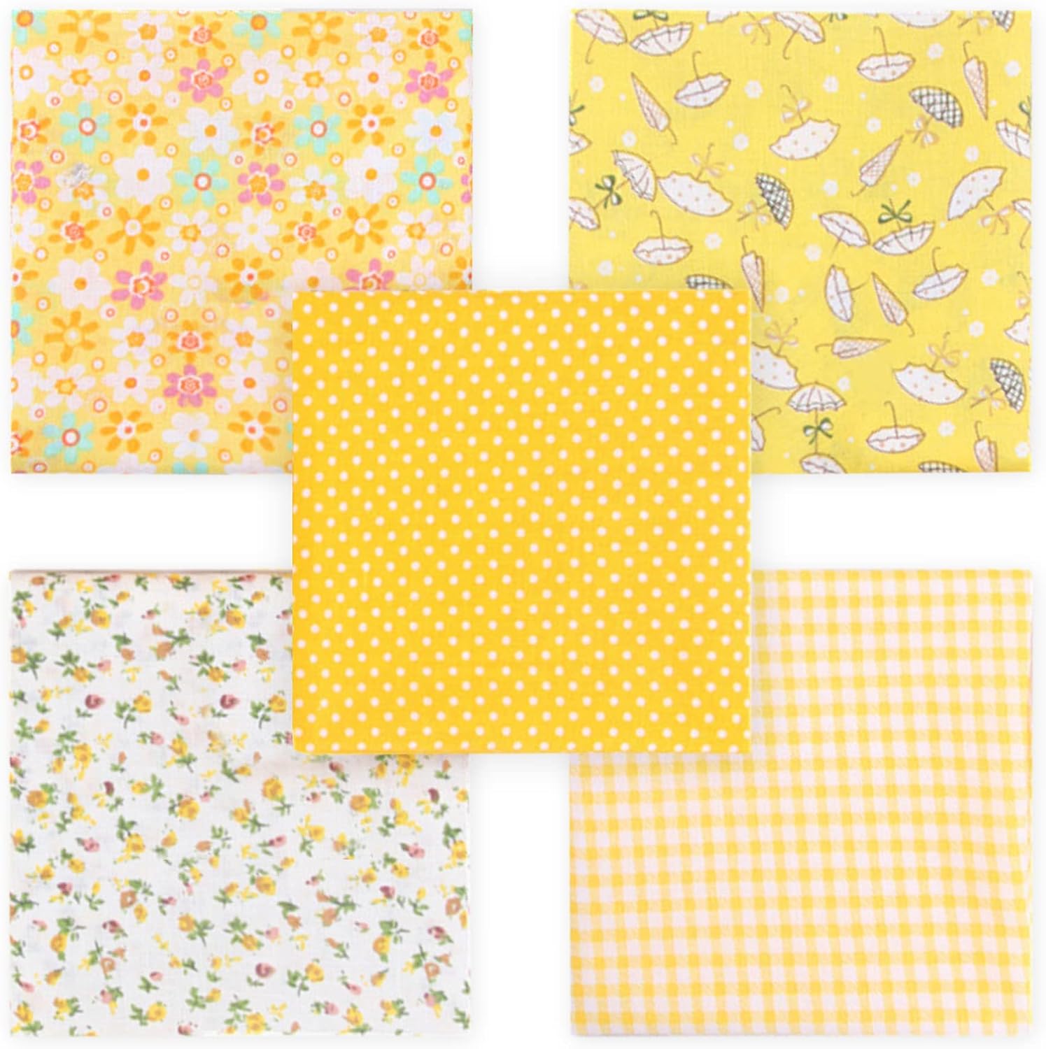 5 PCS Charm Packs for Quilting 5 inch Yellow Charm Packs