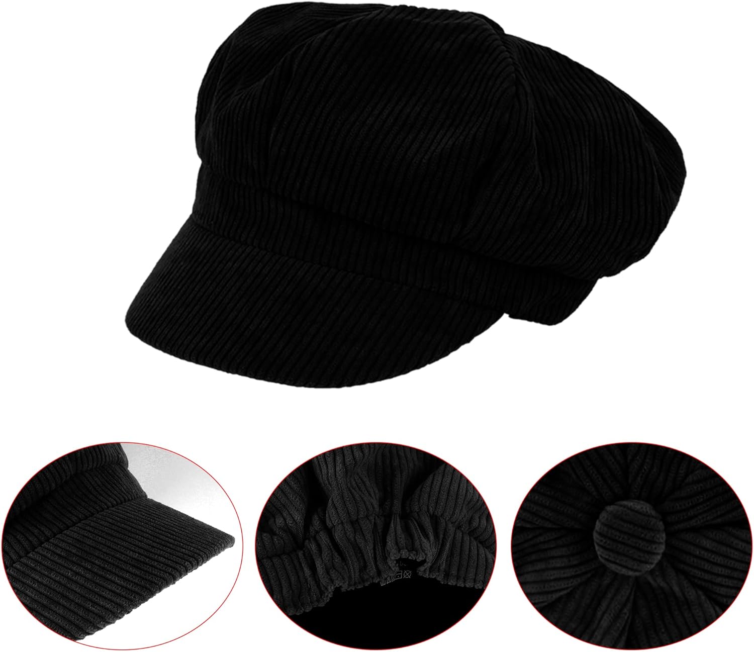 Women Stripes Corduroy Newsboy Hat Visor Beret Artist Painter Hat - Image 5