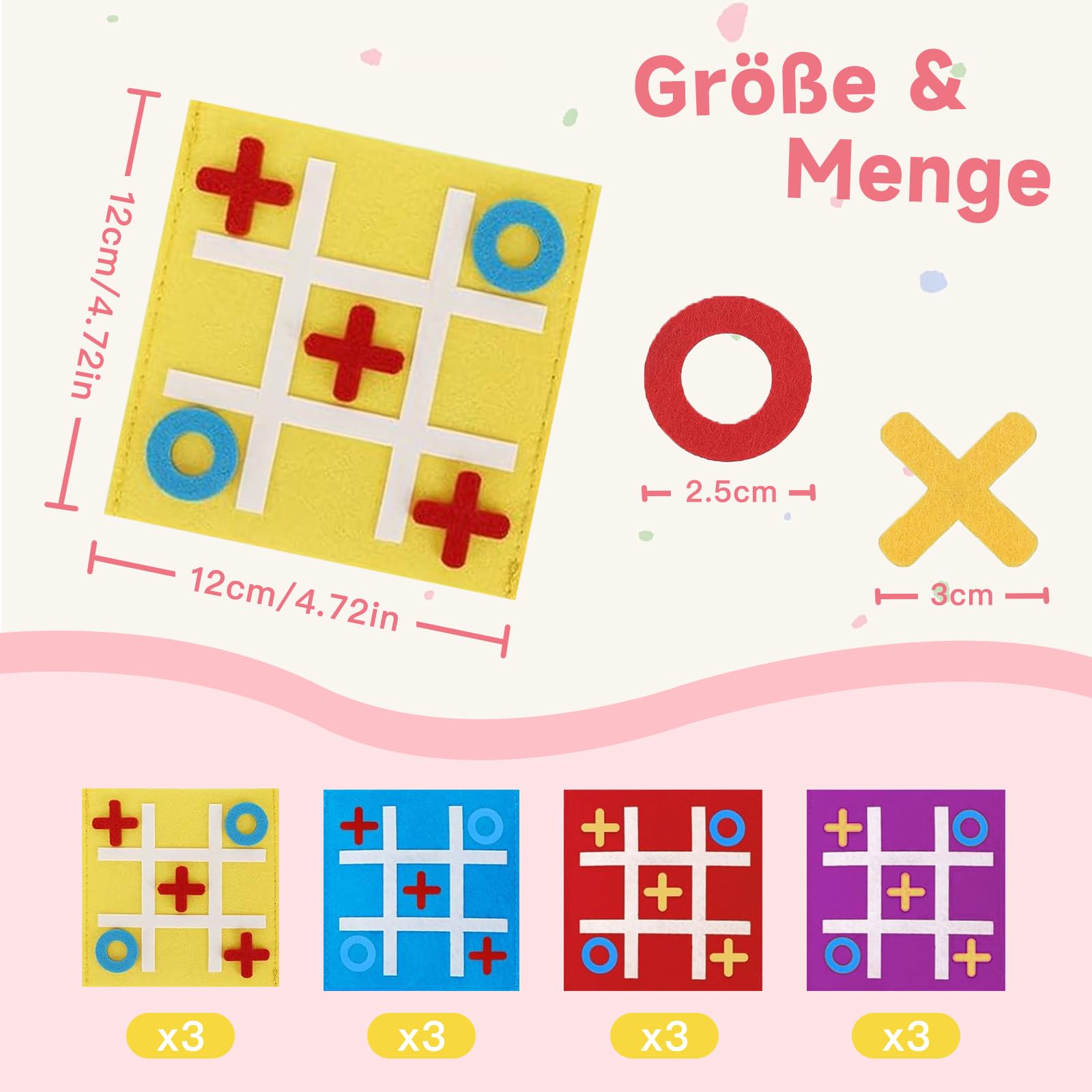 Tic Tac Toe zabawka, 12 sztuk filcowych Tic Tac Mini, przydatny upominek na urodziny dziecka, kolorowa gra Tic Tac Town, zabawka edukacyjna, nadaje się na urodziny, Dzień Dziecka, do domu, szkoły, na