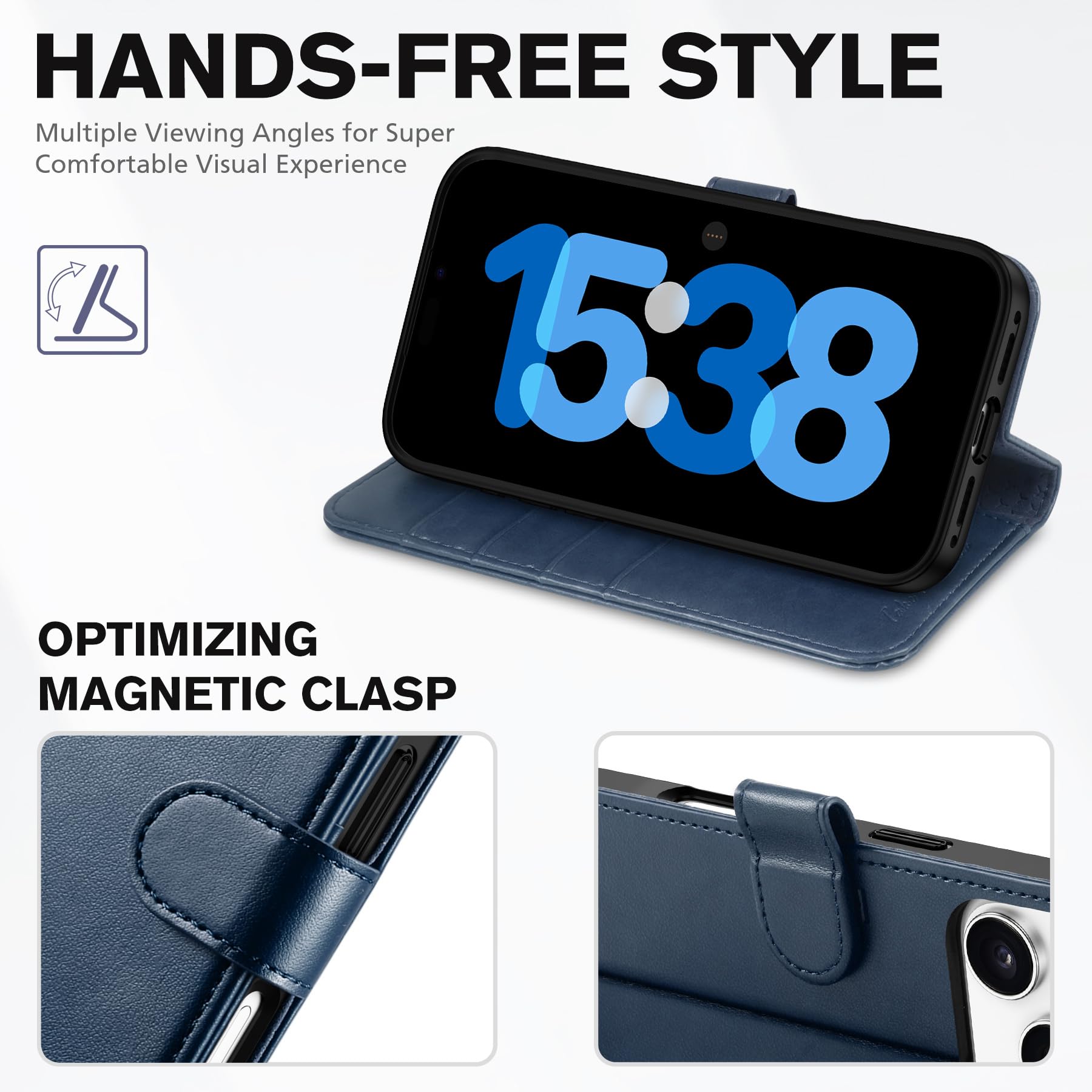 TUCCH Custodia per iPhone 17 Pro 6,3-pollici 5G 2025 [Blocco RFID] Portafoglio | Cover Libro Pelle Sintetica Antiurto TPU Funzione di Supporto Slot Schede Protezione Ottimale Chiusura Magnetica, Blu