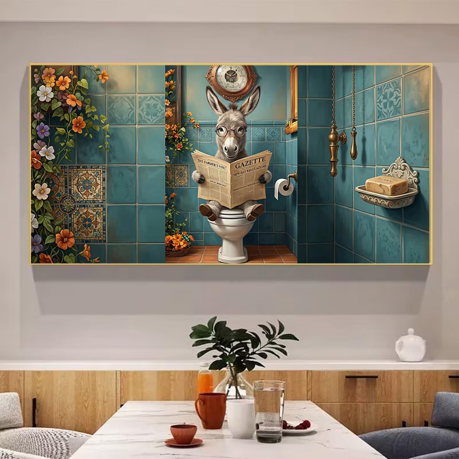 Diamond Painting Esel Diamond Painting Erwachsene Groß Tier, 5D Full Runder Drill Diamanten Malen Nach Zahlen, DIY Set Mosaik Bastelset Kreativ Set für Erwachsene Home Decor Wanddeko 60x120cm, Cod-901
