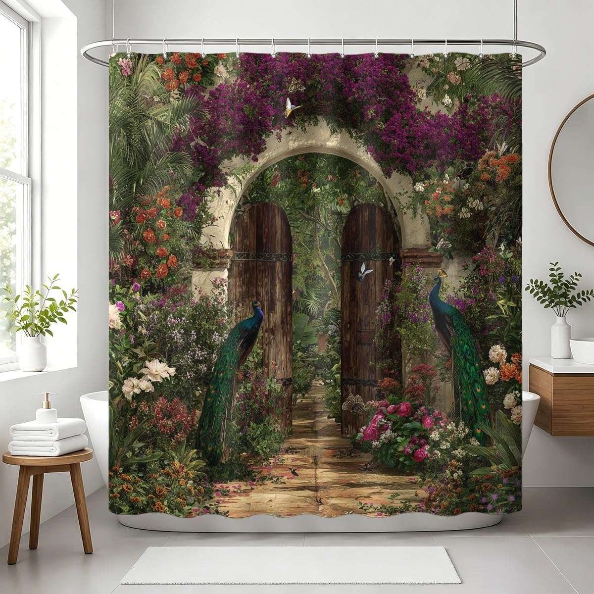 Generico Tenda Doccia 240x200 cm Verde Impermeabile per Vasca da Bagno