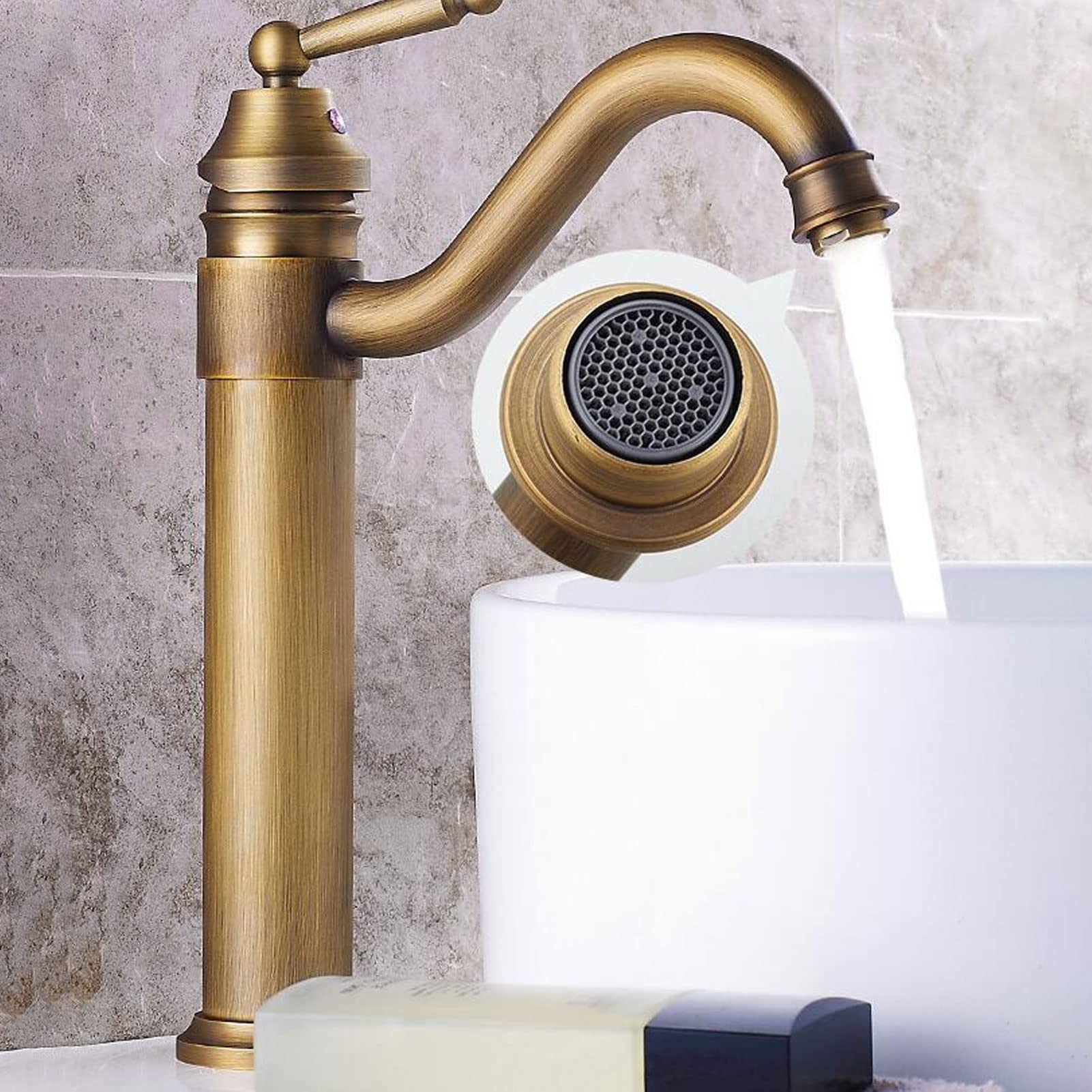 Robinet Lavabo Cuivre Salle De Bains Robinet Haut Lavabo Cuivre Rétro Industriel Mitigeur Eau Chaude Froide Mitigeur pour Au-Dessus du Comptoir Salle De Bains Hôtel